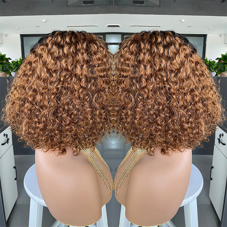 Cross-border E-commerce Exclusively For Ombre Curly Bobo1b30 Human Hair Lace Wig