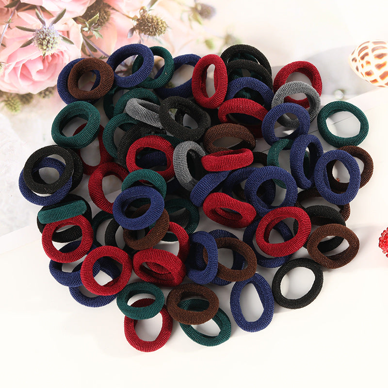 100 Small Towel Ring Bags Korean Candy Color High Elasticity Hair Accessories Head Rope 2Cm