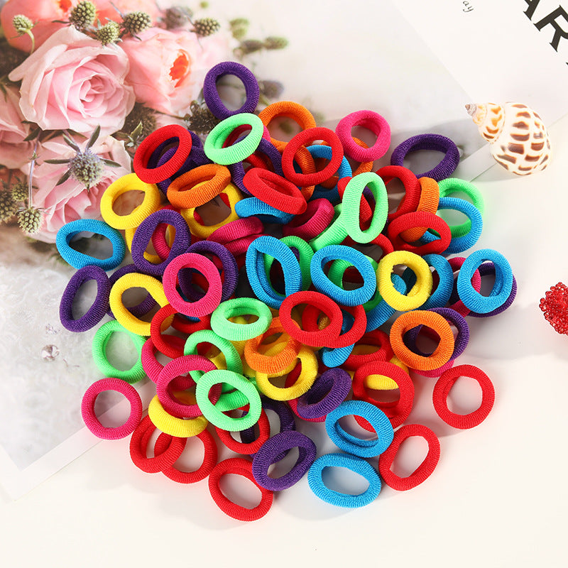 100 Small Towel Ring Bags Korean Candy Color High Elasticity Hair Accessories Head Rope 2Cm