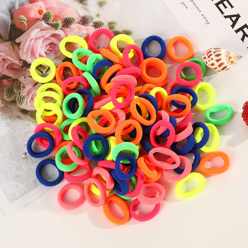 100 Small Towel Ring Bags Korean Candy Color High Elasticity Hair Accessories Head Rope 2Cm