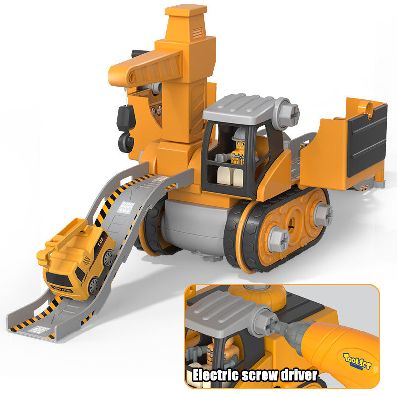 Disassembly And Assembly 4 In One Deformation Scene Engineering Vehicle Sliding Track Crane Excavator Toy