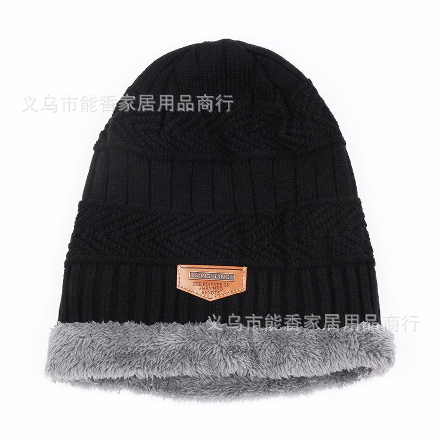 New Men&amp;#039;s And Women&amp;#039;s Hats Autumn And Winter Couple Plus Velvet Labeling Warm Pullover Hat Korean Style Tide Cap Plus Velvet Ear Protection Knitted Hat