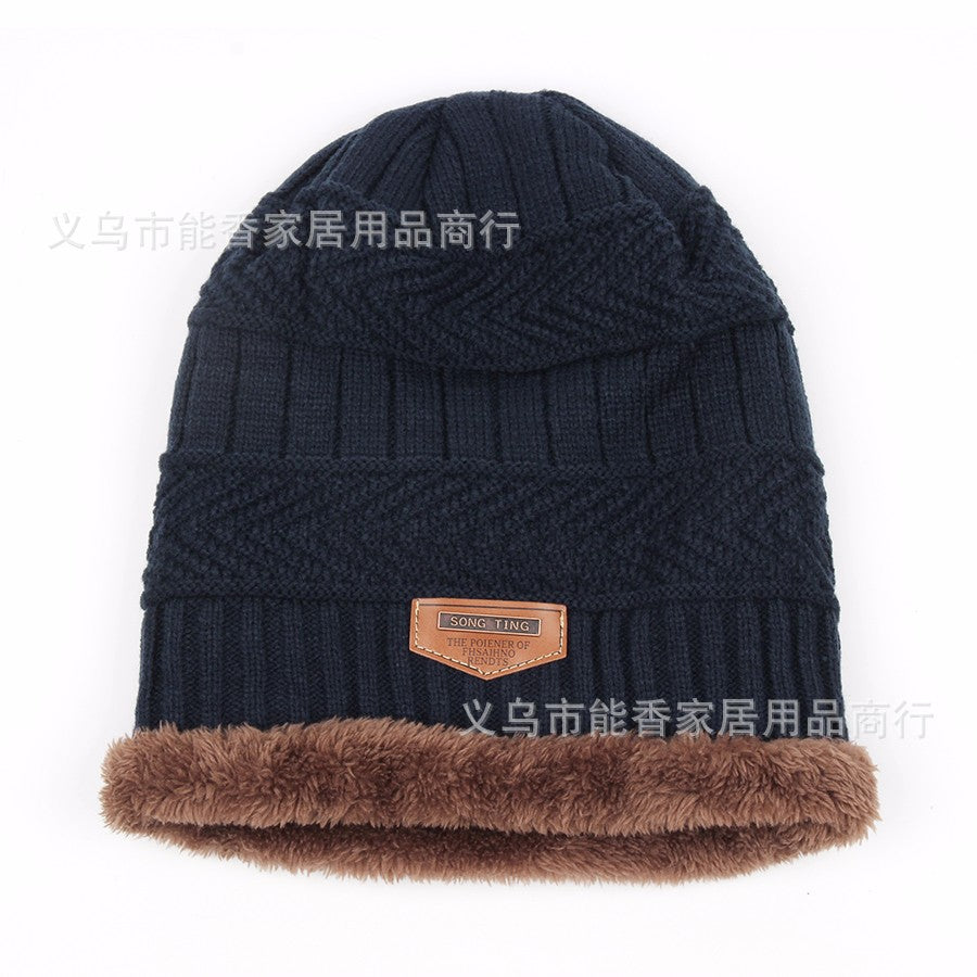 New Men&amp;#039;s And Women&amp;#039;s Hats Autumn And Winter Couple Plus Velvet Labeling Warm Pullover Hat Korean Style Tide Cap Plus Velvet Ear Protection Knitted Hat