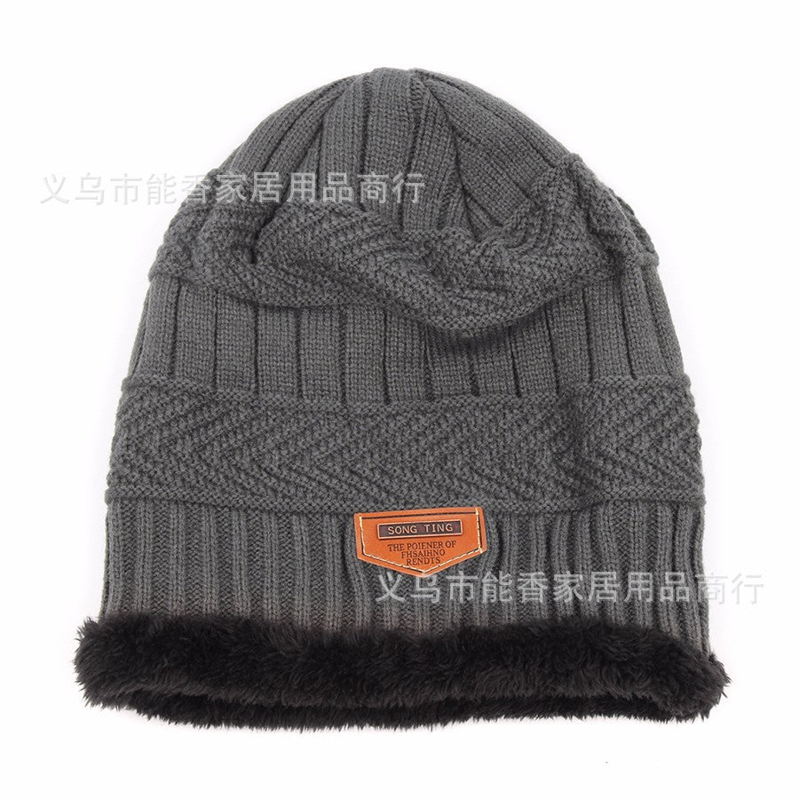 New Men&amp;#039;s And Women&amp;#039;s Hats Autumn And Winter Couple Plus Velvet Labeling Warm Pullover Hat Korean Style Tide Cap Plus Velvet Ear Protection Knitted Hat