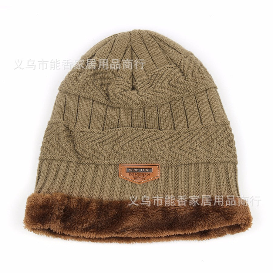 New Men&amp;#039;s And Women&amp;#039;s Hats Autumn And Winter Couple Plus Velvet Labeling Warm Pullover Hat Korean Style Tide Cap Plus Velvet Ear Protection Knitted Hat