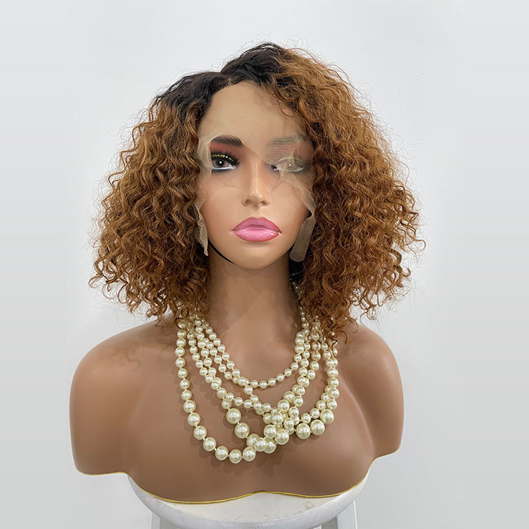 Cross-border E-commerce Exclusively For Ombre Curly Bobo1b30 Human Hair Lace Wig