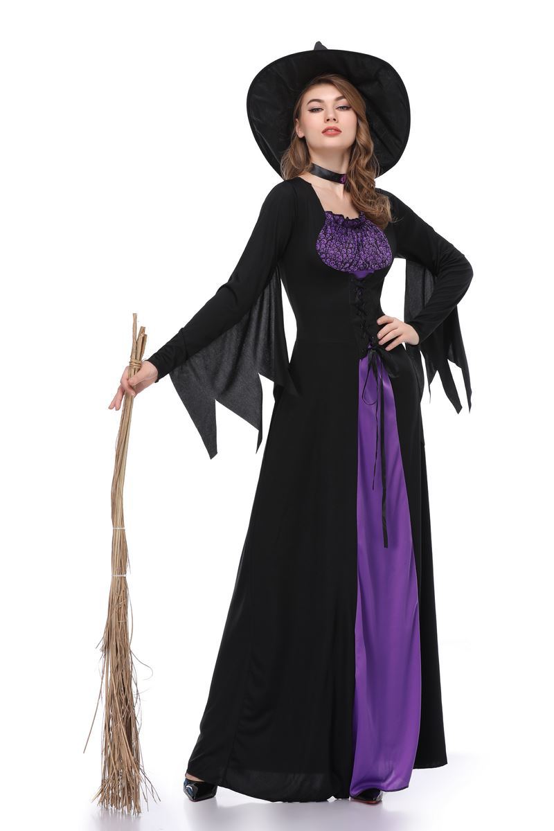 New Halloween Witch Costume Adult Cosplay Purple Witch Dress Cosplay Costume