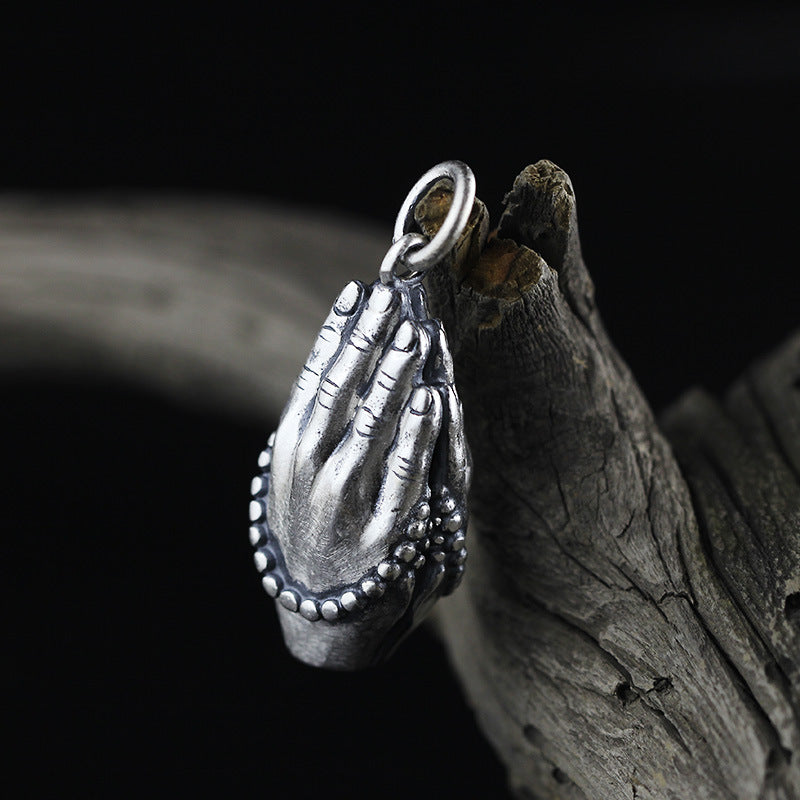 Pure Silver Ethnic Style Hand-wrapped Pendant