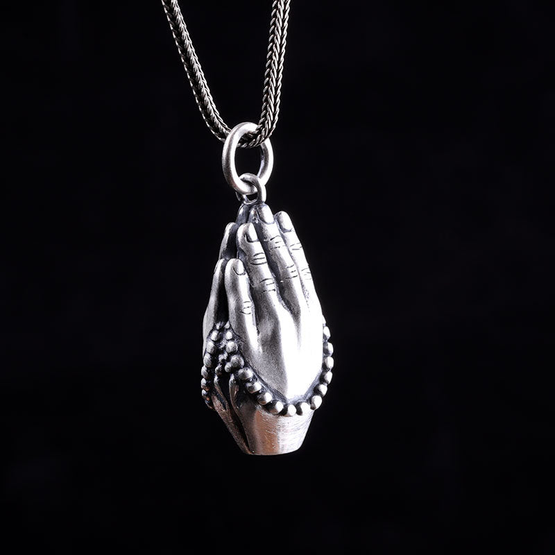 Pure Silver Ethnic Style Hand-wrapped Pendant