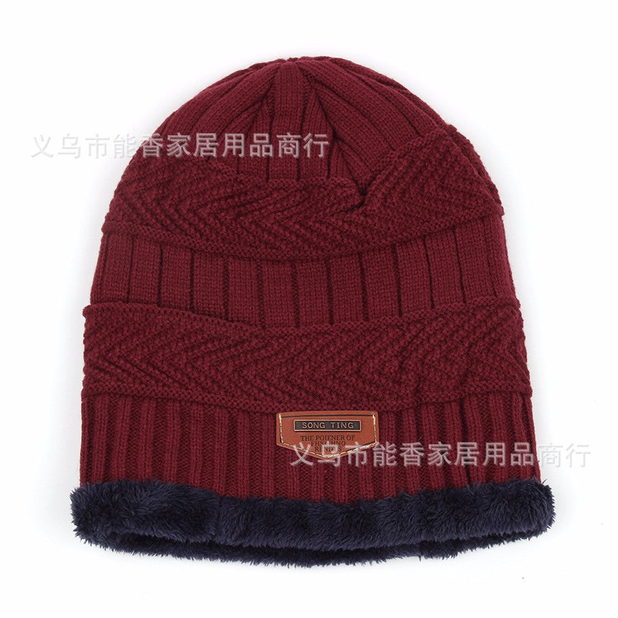 New Men&amp;#039;s And Women&amp;#039;s Hats Autumn And Winter Couple Plus Velvet Labeling Warm Pullover Hat Korean Style Tide Cap Plus Velvet Ear Protection Knitted Hat