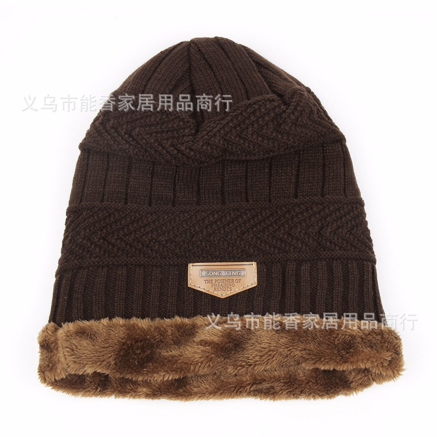 New Men&amp;#039;s And Women&amp;#039;s Hats Autumn And Winter Couple Plus Velvet Labeling Warm Pullover Hat Korean Style Tide Cap Plus Velvet Ear Protection Knitted Hat