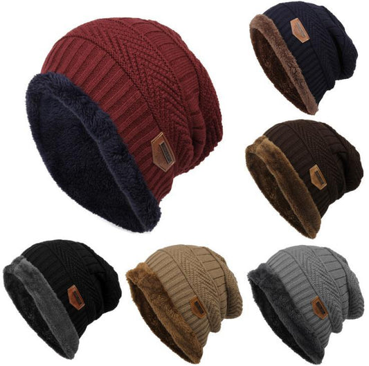 New Men&amp;#039;s And Women&amp;#039;s Hats Autumn And Winter Couple Plus Velvet Labeling Warm Pullover Hat Korean Style Tide Cap Plus Velvet Ear Protection Knitted Hat