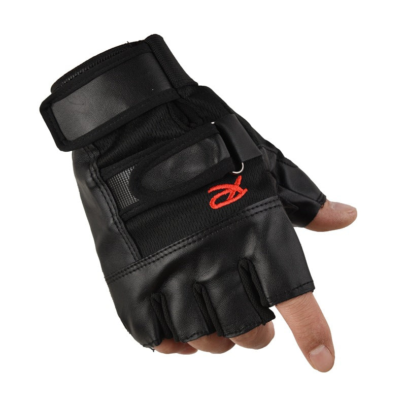 Men&#039;s Imitation Leather Half-finger Motorcycle Gloves Sports Fitness Riding Outdoor Motorcycle