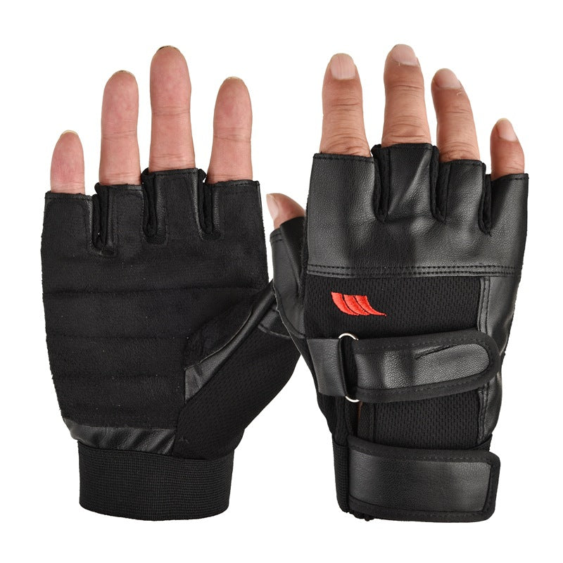 Men&#039;s Imitation Leather Half-finger Motorcycle Gloves Sports Fitness Riding Outdoor Motorcycle